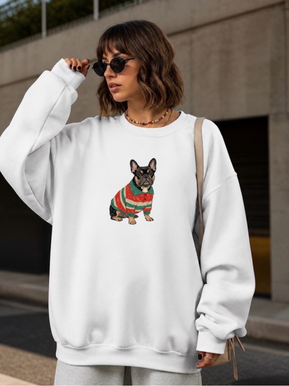 French Bulldog Christmas Sweatshirt Cute Dog Holiday Crewneck